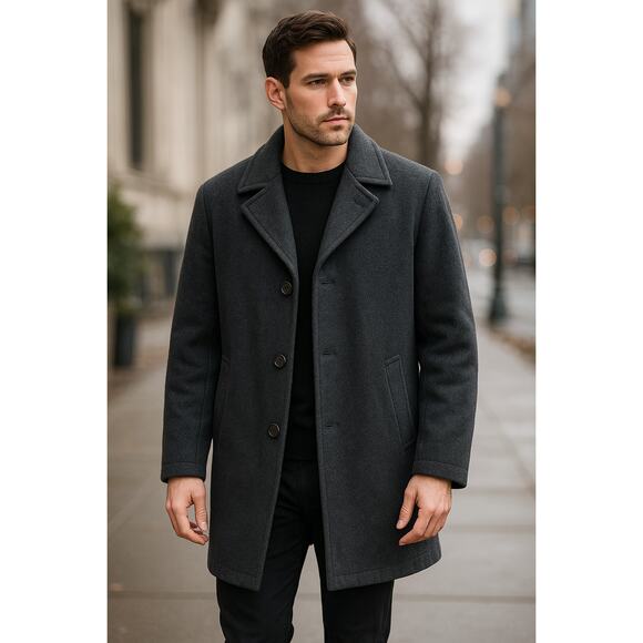 Newport Harbor Men’s Wool Cashmere Blend Soft Gray 3 Button Lined Coat 33.5 - Picture 1 of 13